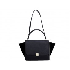 Sac bandoulière Céline Trapeze en cuir de veau noir / daim noir