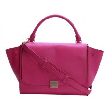 Sac bandoulière Céline Trapeze en cuir de veau rose fuchsia