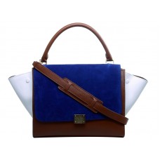 Sac bandoulière trapèze Céline en cuir de veau multicolore bleu/marron/blanc