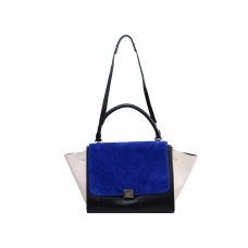 Sac bandoulière trapèze Céline en cuir de veau multicolore bleu royal