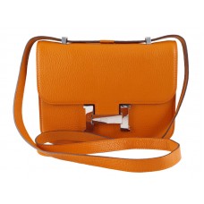 Sac bandoulière Hermès Constance 23 en cuir Togo orange