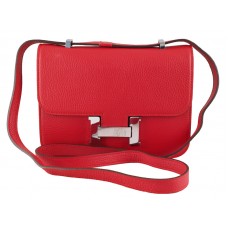 Sac bandoulière Hermès Constance 23 en cuir Togo rouge