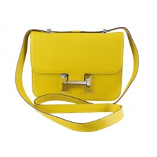 Sac bandoulière Hermès Constance 23 en cuir Togo jaune