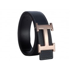 Ceinture Hermès en cuir Togo avec boucle H Everose noire