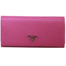 Portefeuille Prada en cuir Saffiano rose fuchsia