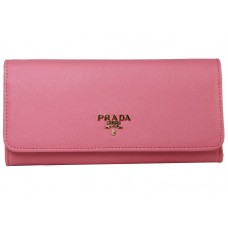 Portefeuille Prada en cuir Saffiano rose foncé