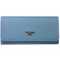 Portefeuille Prada en cuir Saffiano bleu clair