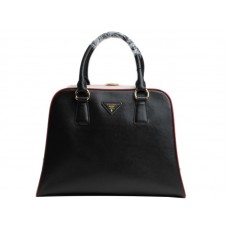 Sac Prada Saffiano à poignée supérieure encadrée noir