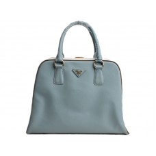 Sac Prada Saffiano à poignée supérieure encadrée bleu