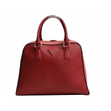 Sac Prada Saffiano à poignée supérieure encadrée rouge