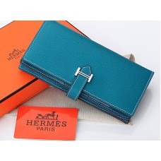 Portefeuille Hermès Epsom Original en cuir de veau Bearn Japonaise, bleu moyen
