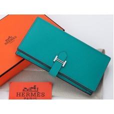 Portefeuille Hermès Epsom Original en cuir de veau Bearn Japonaise, bleu turquoise