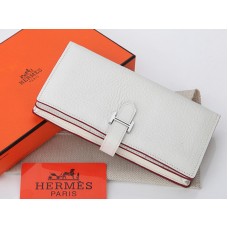 Portefeuille Hermès Dogon Togo Original en cuir de veau blanc, style Bearn Japonaise, à deux volets