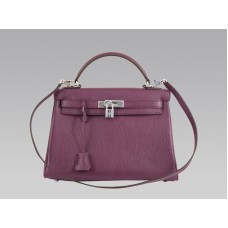 Hermès Kelly 32 cm en cuir Togo Clémence Raisin