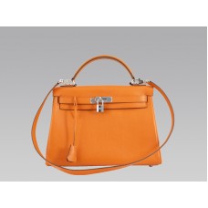 Hermès Kelly 32 cm en cuir Togo orange
