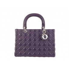 Sac Dior grand format en agneau violet
