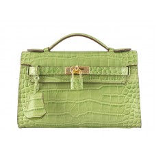 Pochette Kelly Hermès Matte Vert Crocodile