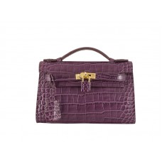 Pochette Kelly Hermès Matte Crocodile Violet