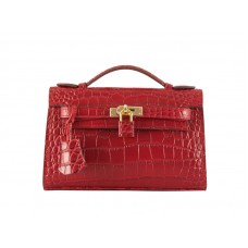 Pochette Kelly Hermès Matte Crocodile Rouge
