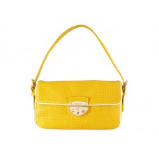 Sac bandoulière Prada Collection perforée en cuir de vachette jaune