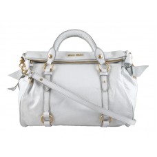 Sac Boston Miu Miu en cuir nappa blanc, grand modèle