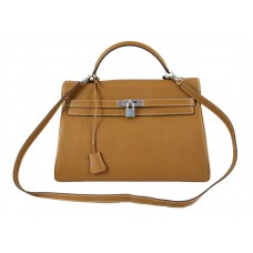 Hermès Kelly 32 cm en cuir Togo couleur camel Clémence