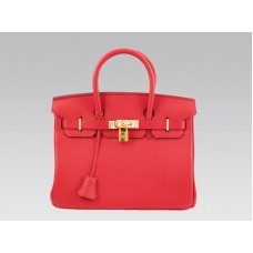 Hermès Birkin 30 cm Clémence Rouge Vif avec finitions dorées