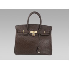 Hermès Birkin 35 cm Autruche Chocolat