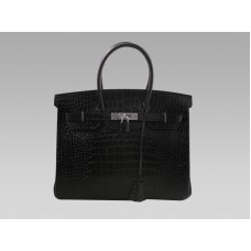 Sac Birkin Hermès 35 cm en crocodile noir