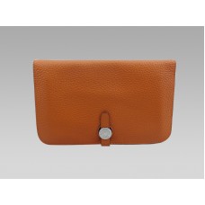 Portefeuille Hermès Dogon en cuir Togo orange