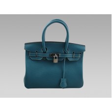 Hermès Birkin 25 en cuir Togo bleu