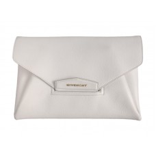 Pochette Givenchy Antigona en cuir grainé blanc