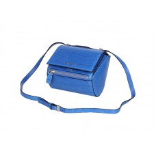Sac Givenchy Mini Pandora Box en cuir croco bleu