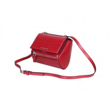 Sac Givenchy Mini Pandora Box en cuir croco rouge