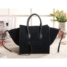 Sac cabas Celine Luggage Phantom Square en daim bleu foncé