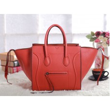 Sac cabas Celine Luggage Phantom Square en cuir Togo orange
