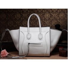 Sac cabas Celine Luggage Phantom Square en cuir Togo blanc