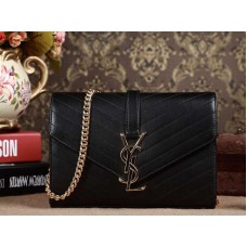 Sacoche YSL petit monogramme en cuir matelassé noir