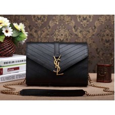 Petit sac à main Ysl Monogramme Noir Matelasse Matériel Or Antique