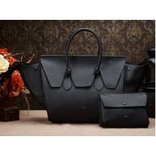 Sac Céline Tie Nano à poignée supérieure en cuir noir