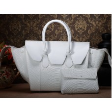 Sac Céline Tie Nano à poignée supérieure en cuir blanc python