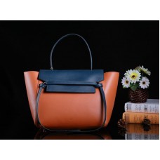 Sac banane Celine Mini en veau lisse camel et bleu