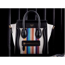 Celine Luggage Mini Tote Canvas Blanc et Arc-en-ciel