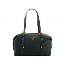 Prada Tessuto Bauletto Satchel Sac à bandoulière Vert foncé