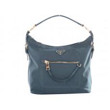 Sac hobo Prada Tessuto en nylon avec garniture en cuir bleu