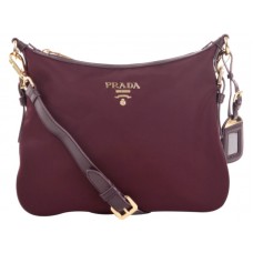 Sac bandoulière Prada Tessuto en nylon bordeaux avec finitions en cuir
