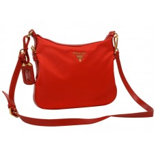 Sac bandoulière Prada Tessuto en nylon rouge avec finitions en cuir