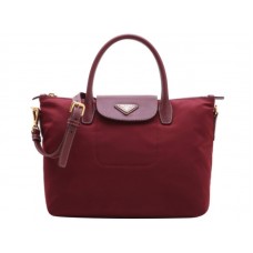 Sac cabas Prada Tessuto en nylon bordeaux avec finitions en cuir