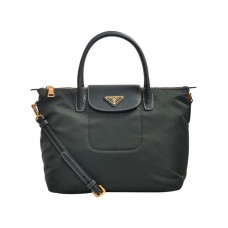 Sac cabas Prada Tessuto en nylon avec garniture en cuir vert foncé