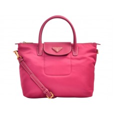 Sac cabas Prada Tessuto en nylon avec garniture en cuir rose fuchsia